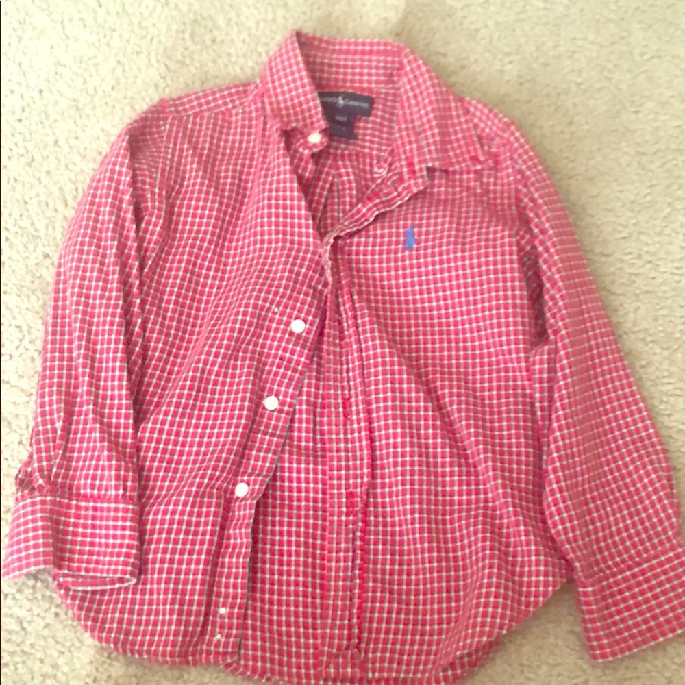 Red plaid polo shirt for boys